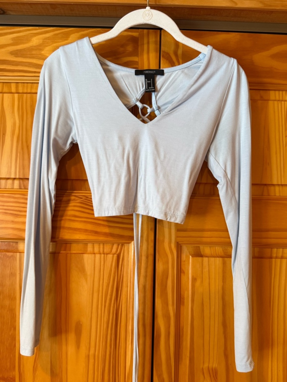 Forever 21 long sleeve lace up back crop top